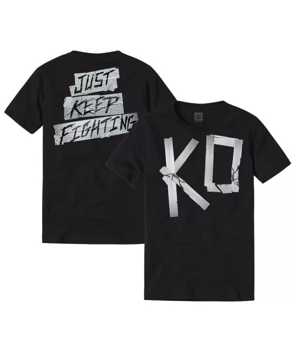 Men's Black Kevin Owens Just Keep Fighting T-Shirt $9.84 T-Shirts