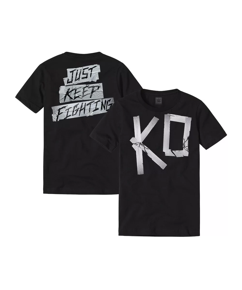 Men's Black Kevin Owens Just Keep Fighting T-Shirt $9.84 T-Shirts