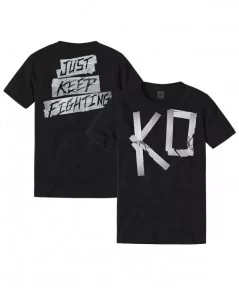 Men's Black Kevin Owens Just Keep Fighting T-Shirt $9.84 T-Shirts