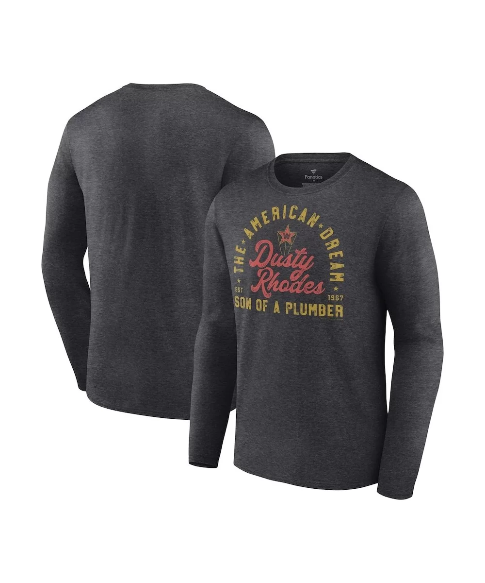 Men's Fanatics Branded Charcoal Dusty Rhodes Son of a Plumber Long Sleeve T-Shirt $11.48 T-Shirts