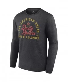 Men's Fanatics Branded Charcoal Dusty Rhodes Son of a Plumber Long Sleeve T-Shirt $11.48 T-Shirts