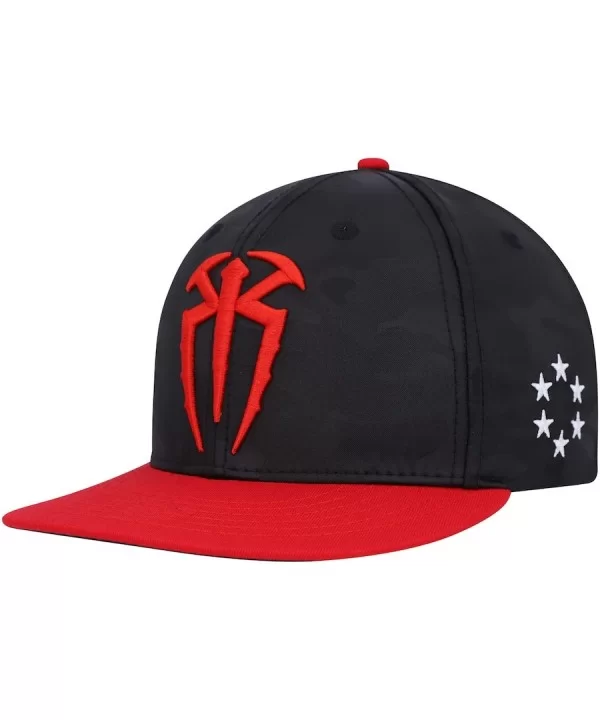 Men's Black/Red Roman Reigns G.O.D. Mode Snapback Hat $9.40 Apparel