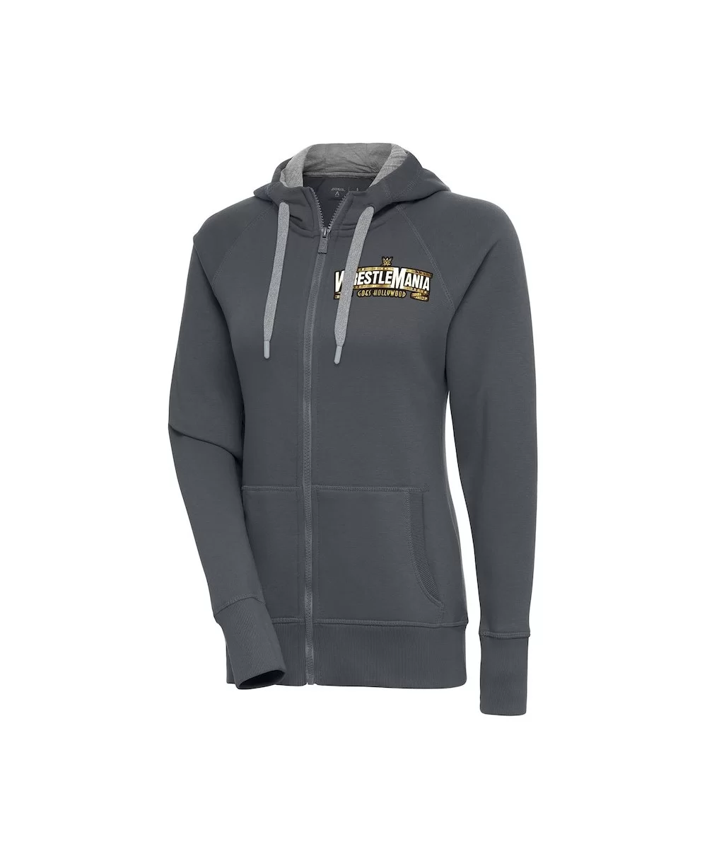 Women's Antigua Charcoal WrestleMania 39 Victory Full-Zip Hoodie $24.60 Apparel