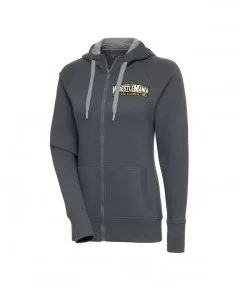 Women's Antigua Charcoal WrestleMania 39 Victory Full-Zip Hoodie $24.60 Apparel