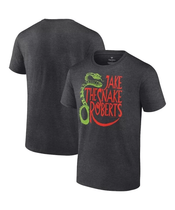 Men's Fanatics Branded Heather Charcoal Jake "The Snake" Roberts Snake Logo T-Shirt $11.28 T-Shirts