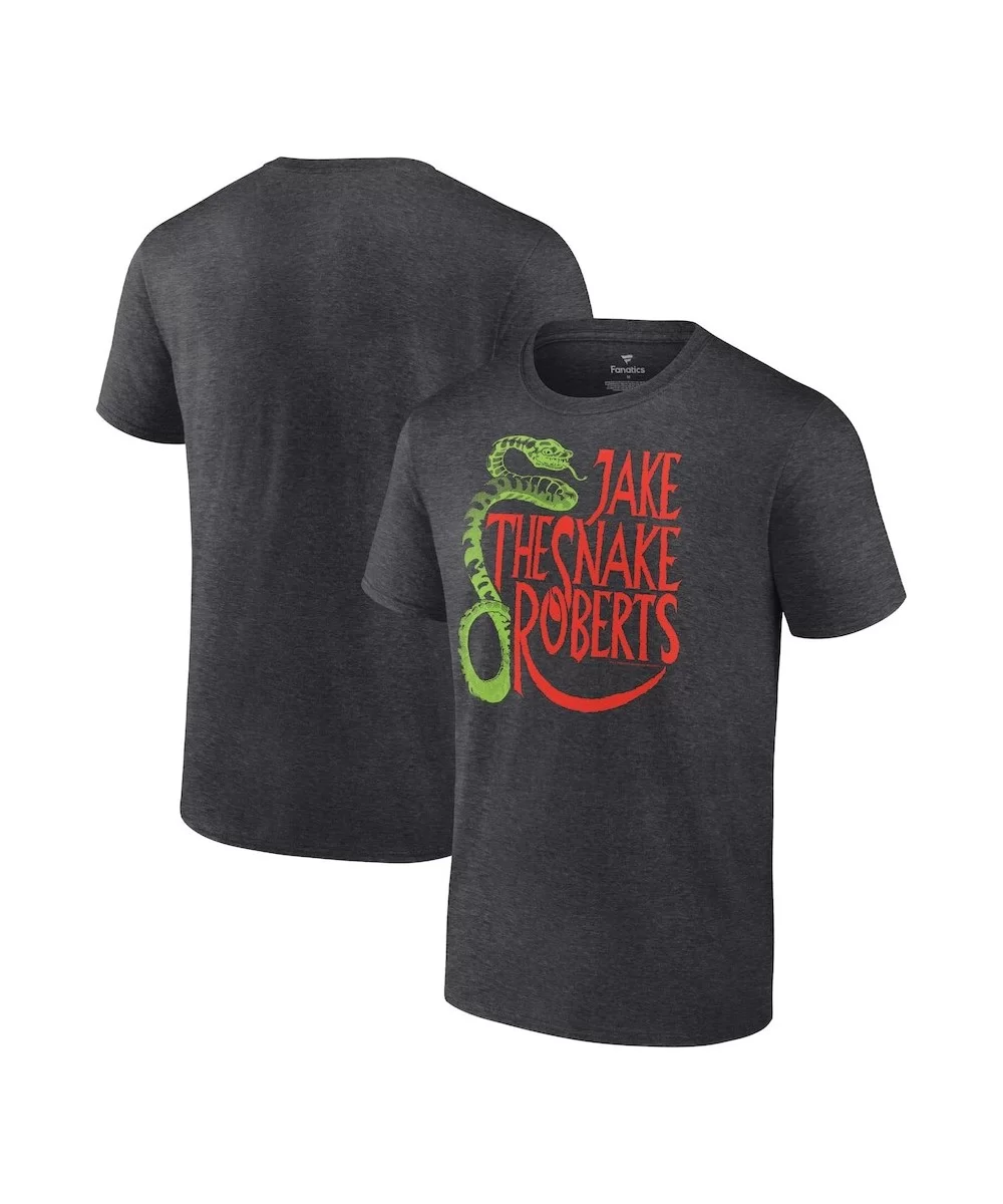 Men's Fanatics Branded Heather Charcoal Jake "The Snake" Roberts Snake Logo T-Shirt $11.28 T-Shirts