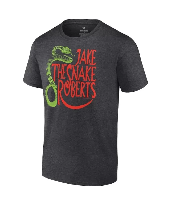 Men's Fanatics Branded Heather Charcoal Jake "The Snake" Roberts Snake Logo T-Shirt $11.28 T-Shirts