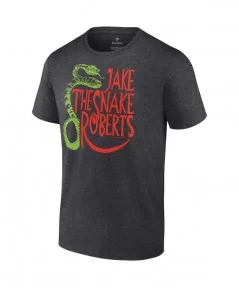 Men's Fanatics Branded Heather Charcoal Jake "The Snake" Roberts Snake Logo T-Shirt $11.28 T-Shirts