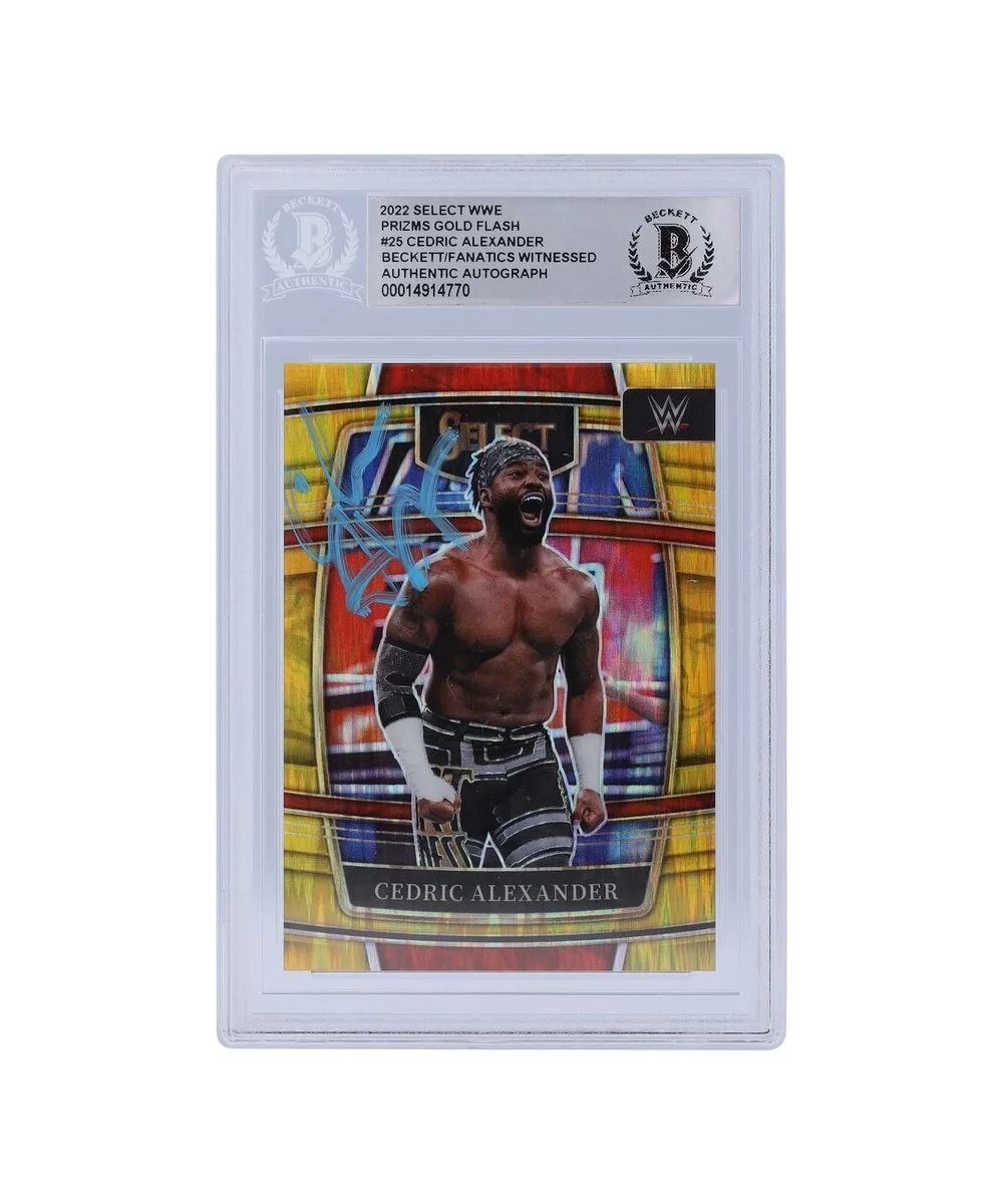 Cedric Alexander WWE Autographed 2022 Panini Select Gold Flash Prizm 25 6/10 Beckett Fanatics Witnessed Authenticated Card $4...