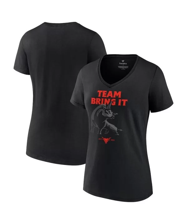 Men's Fanatics Branded Black The Rock Team Bring It V-Neck T-Shirt $7.92 T-Shirts