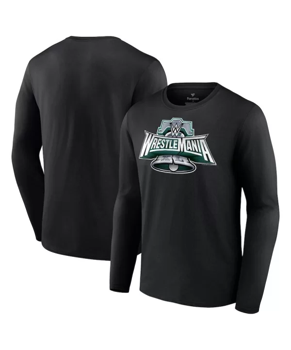 Men's Fanatics Branded Black WrestleMania 40 Logo Long Sleeve T-Shirt $10.08 T-Shirts