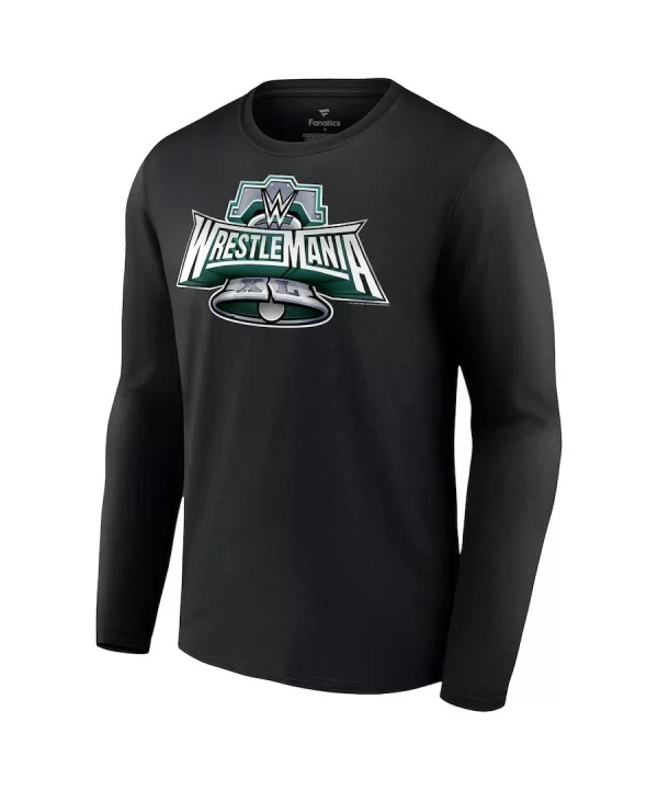 Men's Fanatics Branded Black WrestleMania 40 Logo Long Sleeve T-Shirt $10.08 T-Shirts