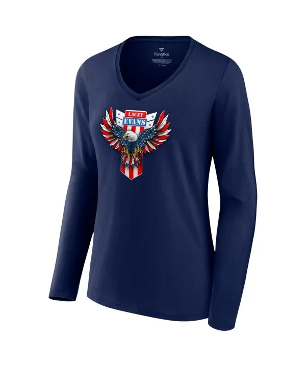 Women's Fanatics Branded Navy Lacey Evans Eagle V-Neck Long Sleeve T-Shirt $10.08 T-Shirts