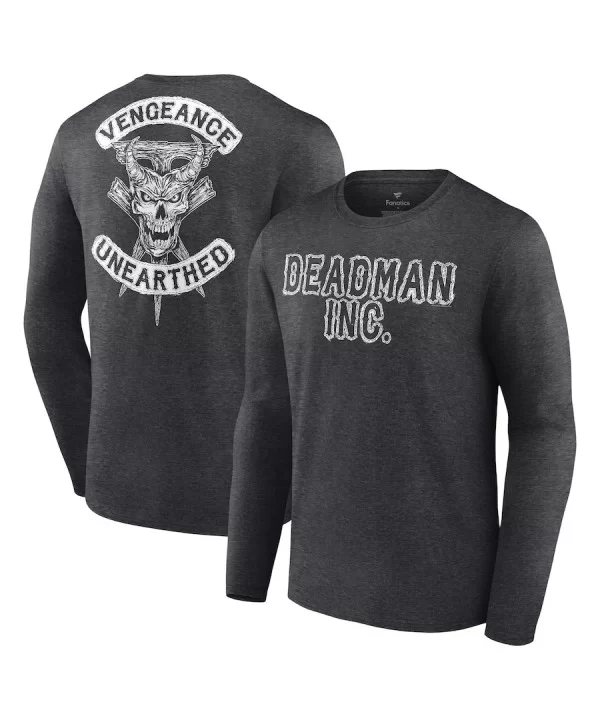 Men's Fanatics Branded Heather Charcoal The Undertaker Vengeance Unearthed Retro Long Sleeve T-Shirt $13.44 T-Shirts