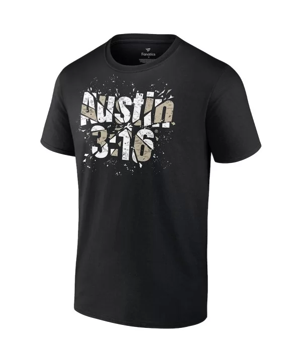 Men's Fanatics Branded Black "Stone Cold" Steve Austin 3:16 Shattered T-Shirt $12.00 T-Shirts