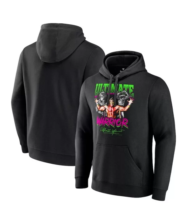 Men's Fanatics Branded Black The Ultimate Warrior Feel The Power Pullover Hoodie $20.00 Apparel