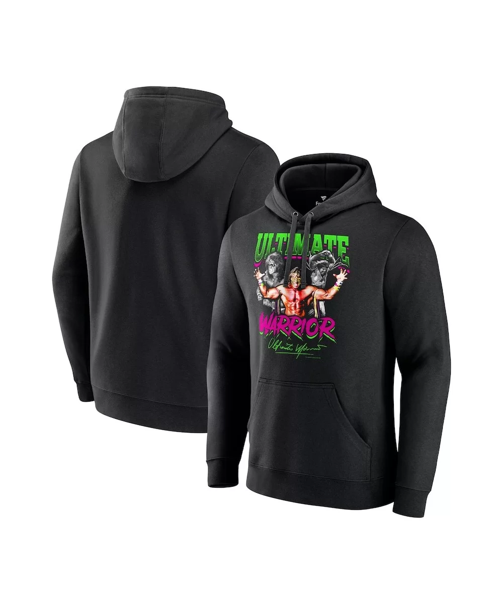 Men's Fanatics Branded Black The Ultimate Warrior Feel The Power Pullover Hoodie $20.00 Apparel