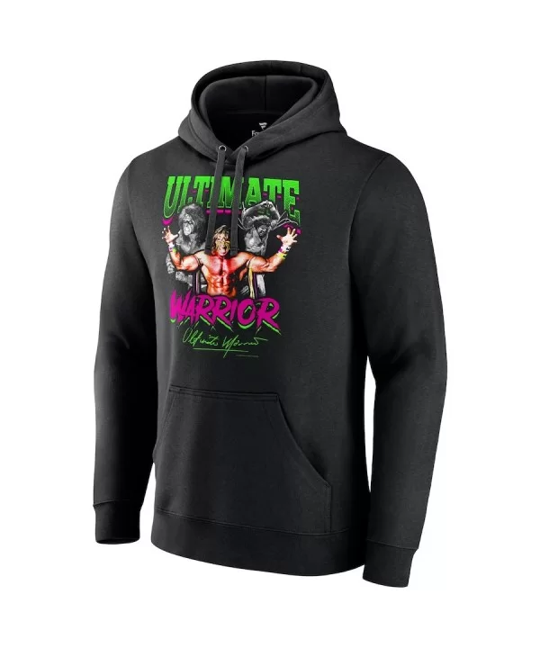 Men's Fanatics Branded Black The Ultimate Warrior Feel The Power Pullover Hoodie $20.00 Apparel