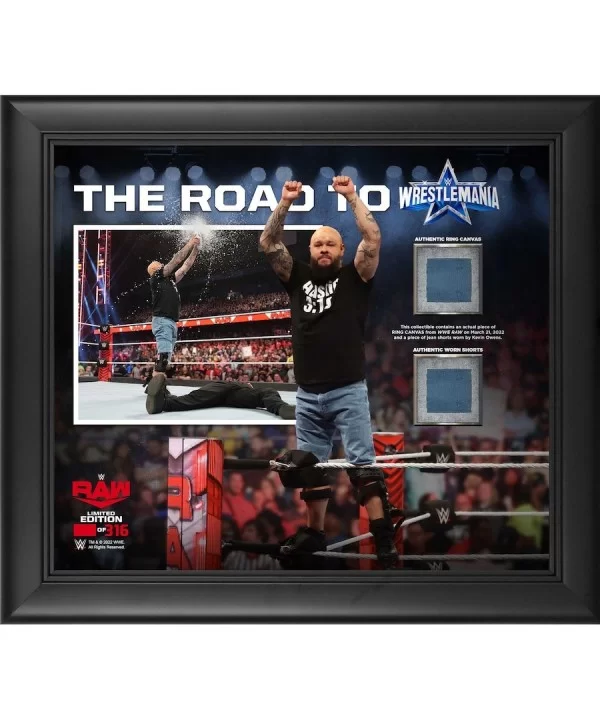 Kevin Owens WWE Framed 15" x 17" Road To WrestleMania 38 Core Frame with Event-Used Canvas and Event-Worn Jorts - Limited Edi...