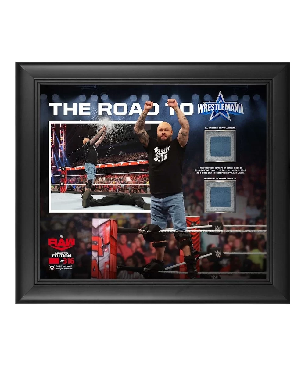 Kevin Owens WWE Framed 15" x 17" Road To WrestleMania 38 Core Frame with Event-Used Canvas and Event-Worn Jorts - Limited Edi...