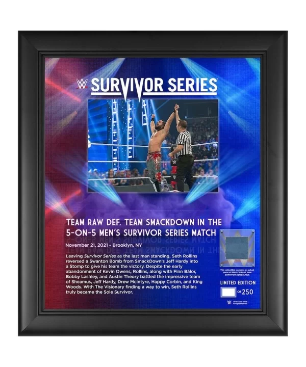 Seth "Freakin" Rollins WWE Framed 15" x 17" 2021 Survivor Series Collage with a Piece of Match-Used Canvas - Limited Edition ...