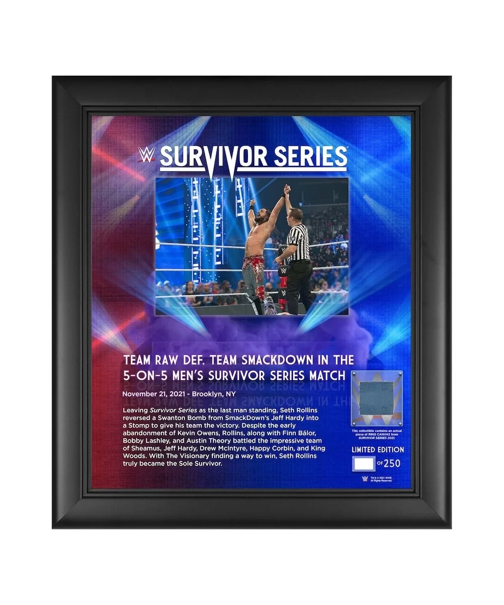 Seth "Freakin" Rollins WWE Framed 15" x 17" 2021 Survivor Series Collage with a Piece of Match-Used Canvas - Limited Edition ...