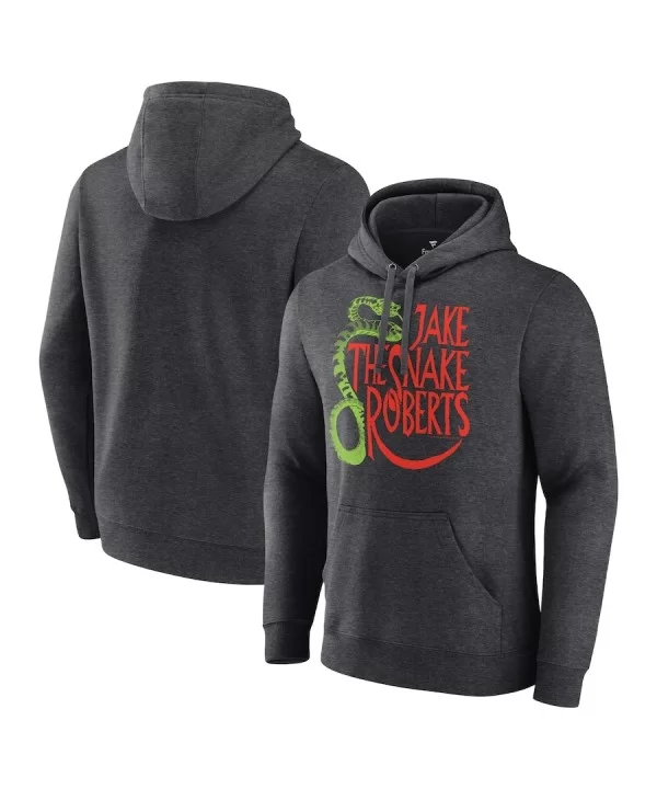 Men's Fanatics Branded Heather Charcoal Jake "The Snake" Roberts Snake Logo Pullover Hoodie $13.20 Apparel