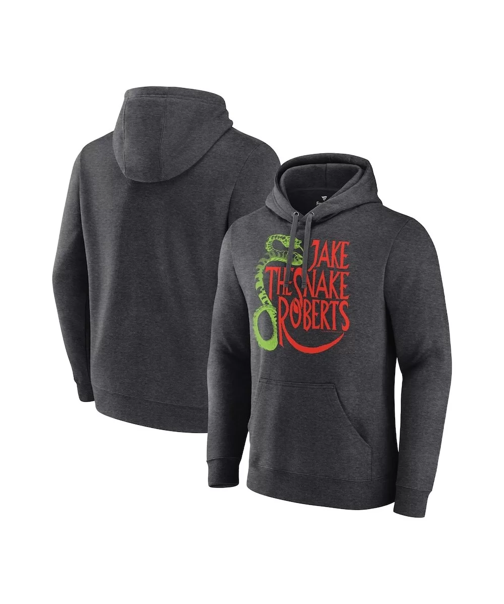 Men's Fanatics Branded Heather Charcoal Jake "The Snake" Roberts Snake Logo Pullover Hoodie $13.20 Apparel