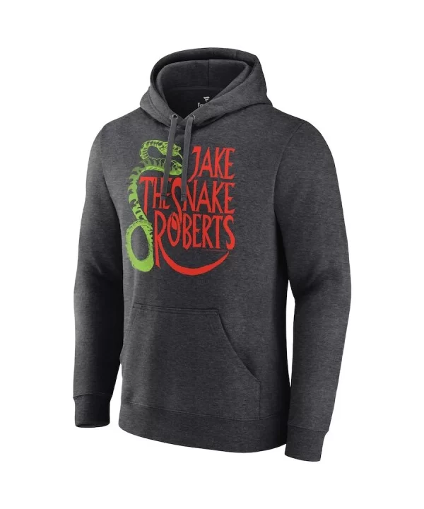 Men's Fanatics Branded Heather Charcoal Jake "The Snake" Roberts Snake Logo Pullover Hoodie $13.20 Apparel