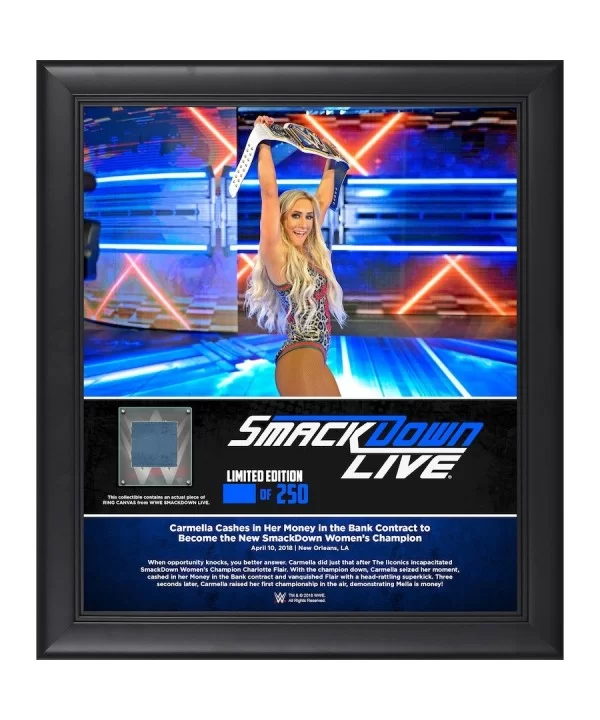 Carmella Framed 15" x 17" April 10 2018 Smackdown Live Collage with a Piece of Match-Used Canvas - Limited Edition of 250 $20...