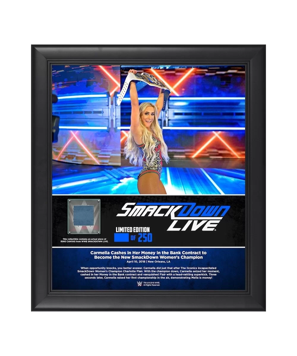 Carmella Framed 15" x 17" April 10 2018 Smackdown Live Collage with a Piece of Match-Used Canvas - Limited Edition of 250 $20...