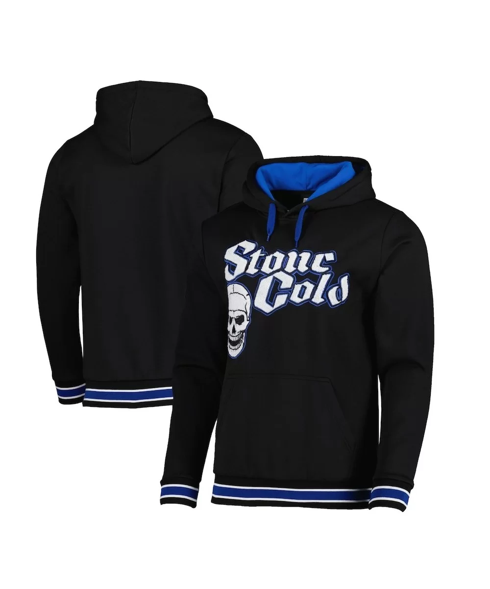 Men's Black "Stone Cold" Steve Austin Chenille Logo Pullover Hoodie $18.92 Apparel