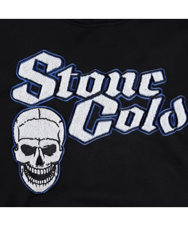 Men's Black "Stone Cold" Steve Austin Chenille Logo Pullover Hoodie $18.92 Apparel