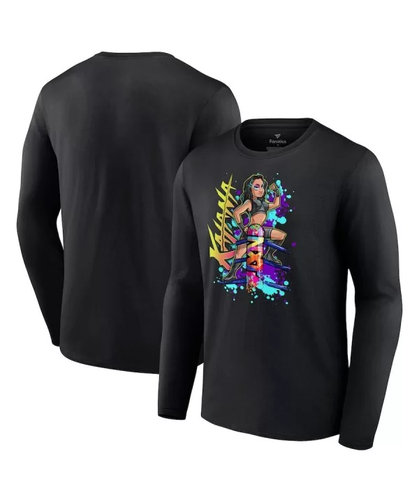 Men's Black Katana Chance Illustrated Long Sleeve T-Shirt $12.04 T-Shirts