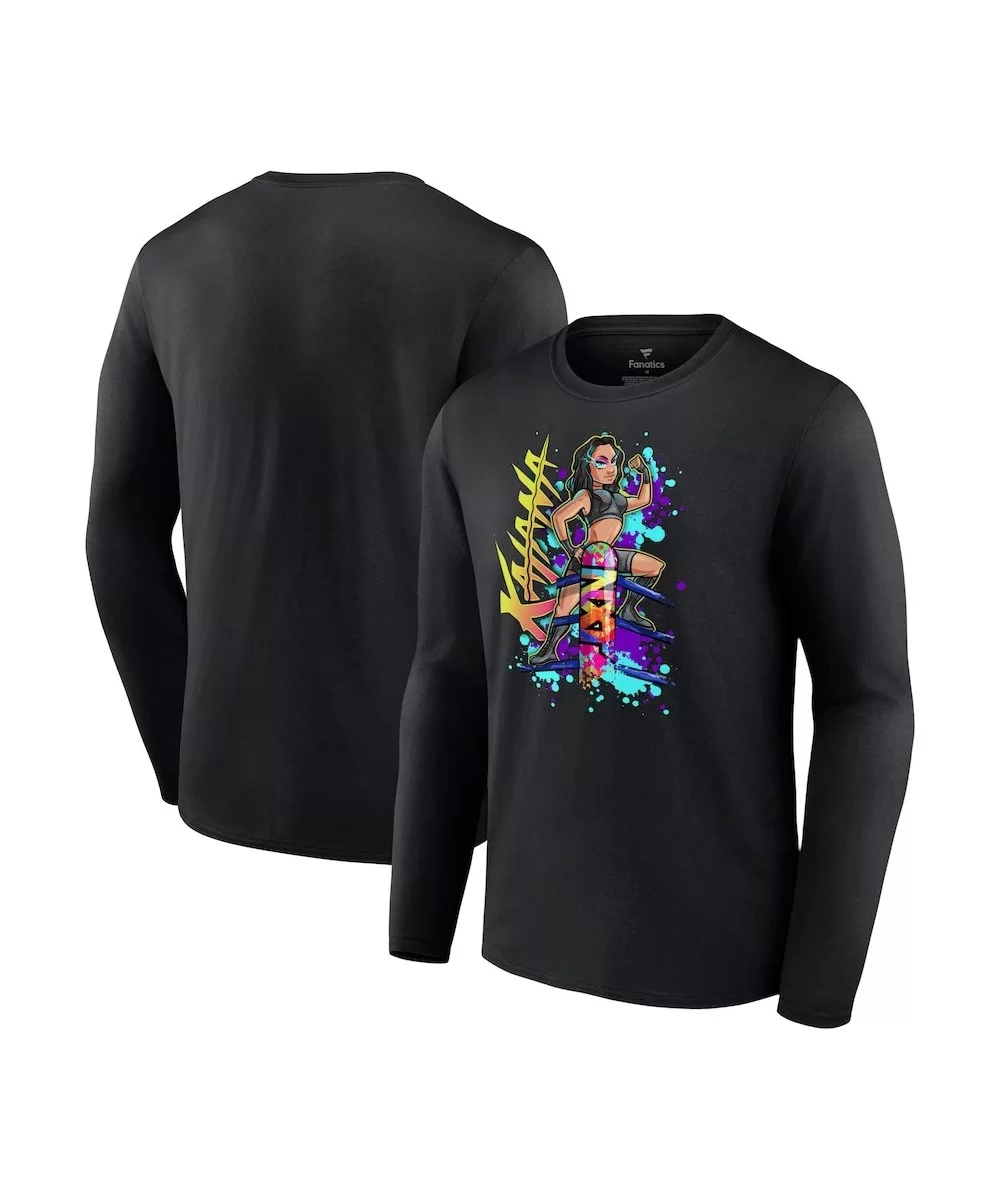 Men's Black Katana Chance Illustrated Long Sleeve T-Shirt $12.04 T-Shirts