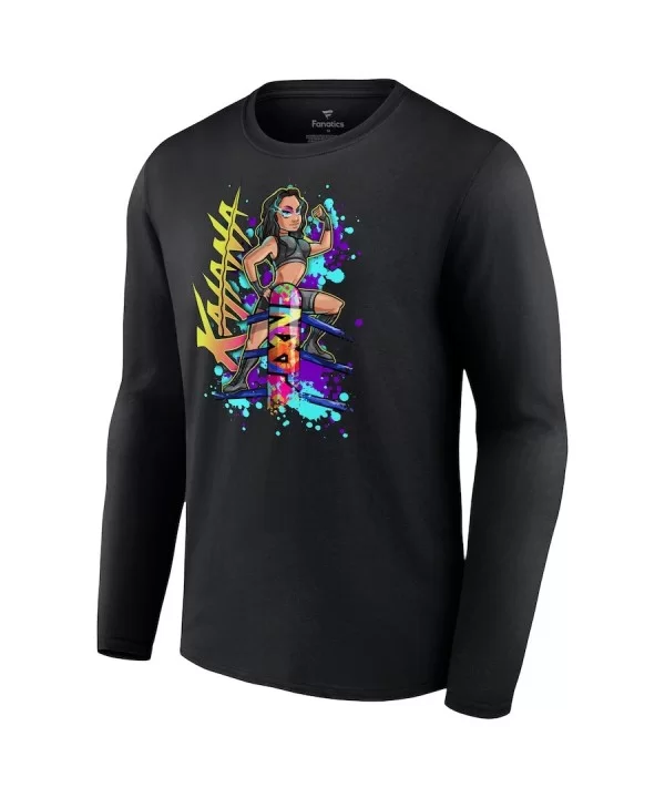 Men's Black Katana Chance Illustrated Long Sleeve T-Shirt $12.04 T-Shirts