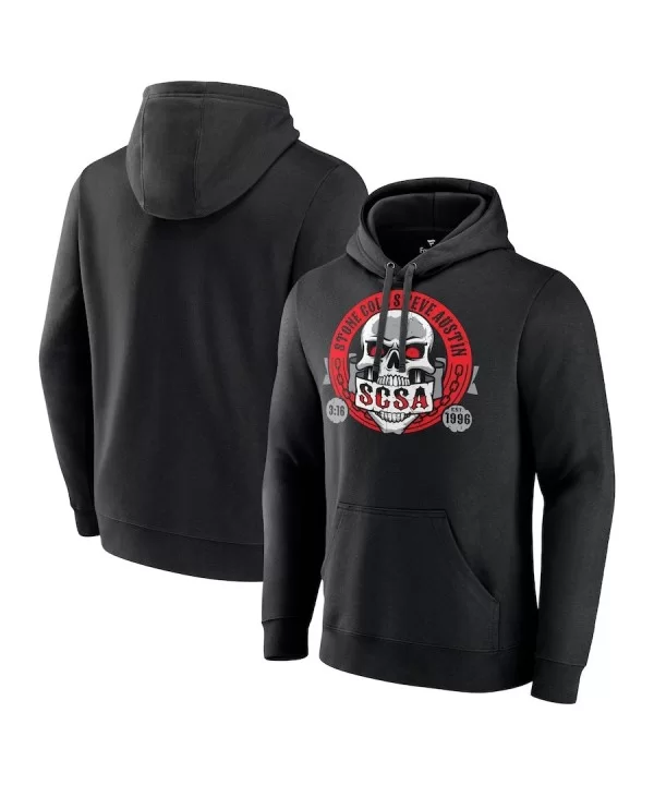 Men's Fanatics Branded Black "Stone Cold" Steve Austin Est. 1996 Pullover Hoodie $19.20 Apparel