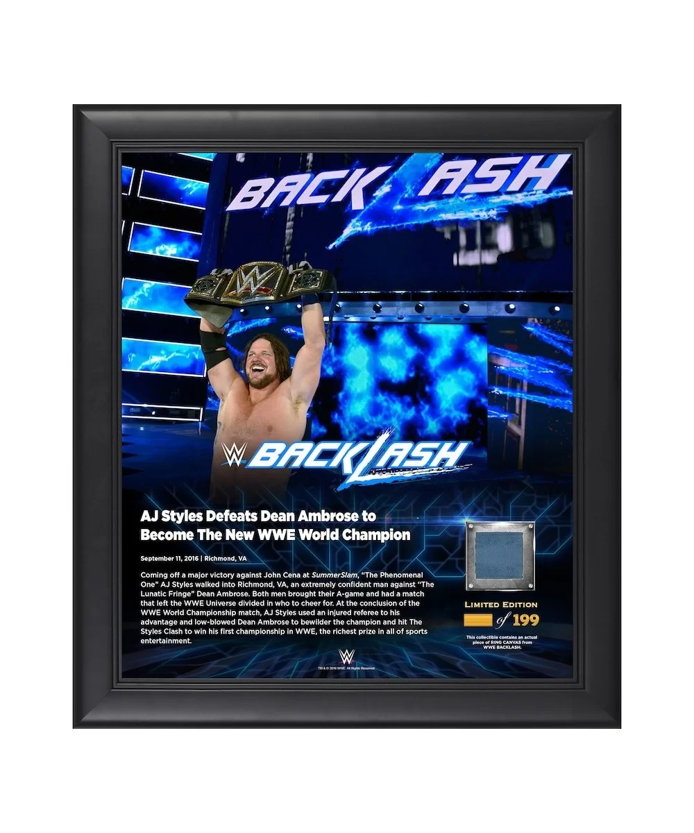 AJ Styles Framed 15" x 17" 2016 Backlash Collage with a Piece of Match-Used Canvas - Limited Edition of 199 $19.60 Home & Office