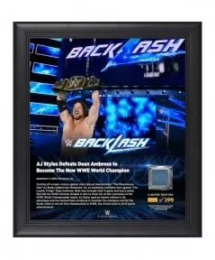 AJ Styles Framed 15" x 17" 2016 Backlash Collage with a Piece of Match-Used Canvas - Limited Edition of 199 $19.60 Home & Office