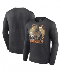 Men's Fanatics Branded Charcoal Booker T 5 Time Long Sleeve T-Shirt $11.76 T-Shirts