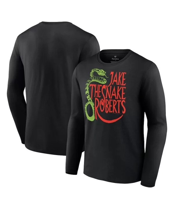 Men's Fanatics Branded Black Jake "The Snake" Roberts Snake Logo Long Sleeve T-Shirt $9.24 T-Shirts