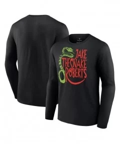 Men's Fanatics Branded Black Jake "The Snake" Roberts Snake Logo Long Sleeve T-Shirt $9.24 T-Shirts