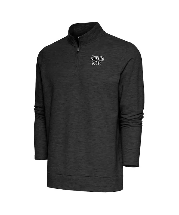 Men's Antigua Black "Stone Cold" Steve Austin Gambit Quarter-Zip Pullover Top $15.12 Apparel