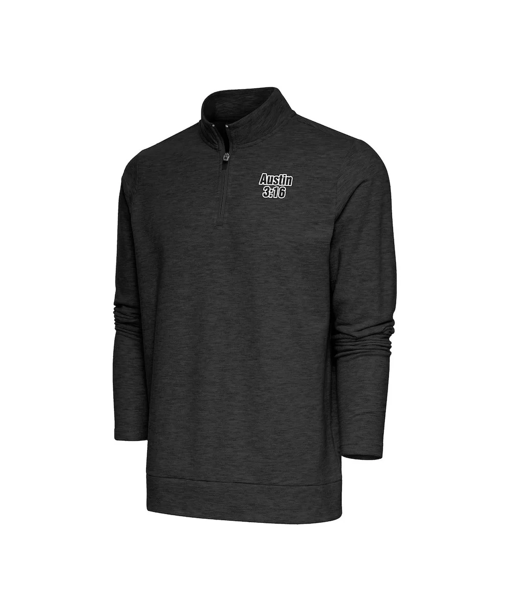 Men's Antigua Black "Stone Cold" Steve Austin Gambit Quarter-Zip Pullover Top $15.12 Apparel