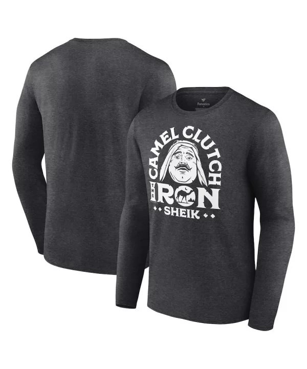 Men's Fanatics Branded Heather Charcoal The Iron Sheik Camel Clutch Illustrated Long Sleeve T-Shirt $11.76 T-Shirts