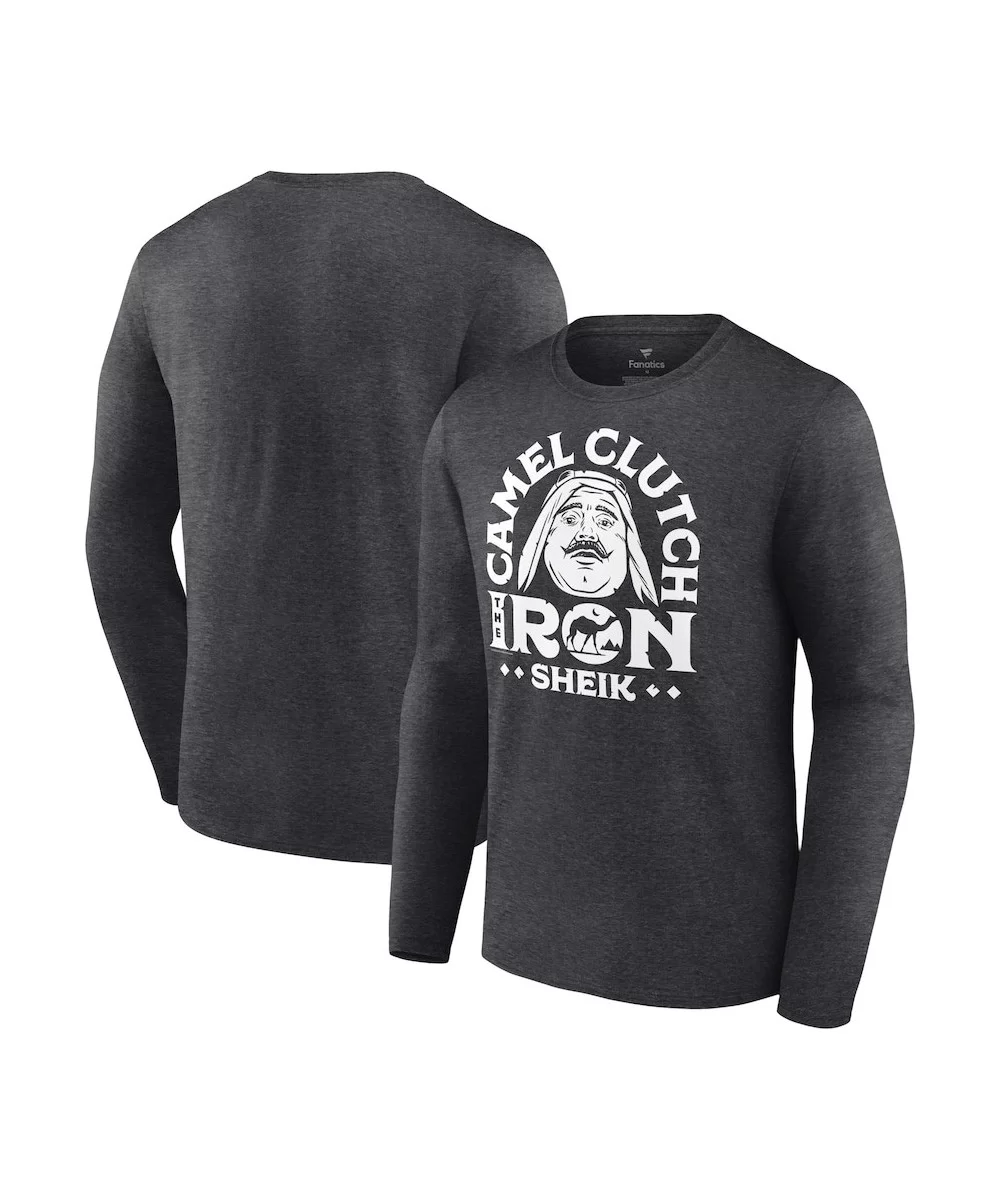 Men's Fanatics Branded Heather Charcoal The Iron Sheik Camel Clutch Illustrated Long Sleeve T-Shirt $11.76 T-Shirts