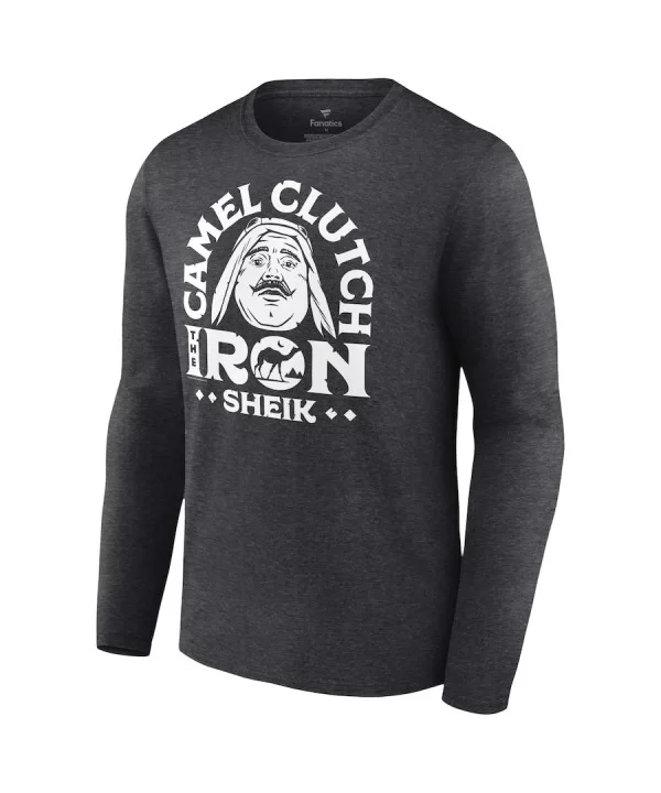 Men's Fanatics Branded Heather Charcoal The Iron Sheik Camel Clutch Illustrated Long Sleeve T-Shirt $11.76 T-Shirts