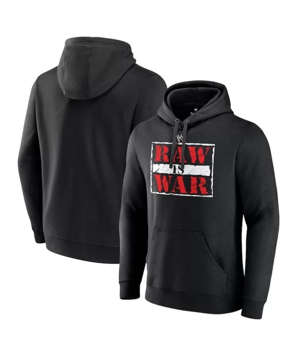 Men's Fanatics Branded Black WWE RAW is War Retro Logo Pullover Hoodie $18.40 Apparel