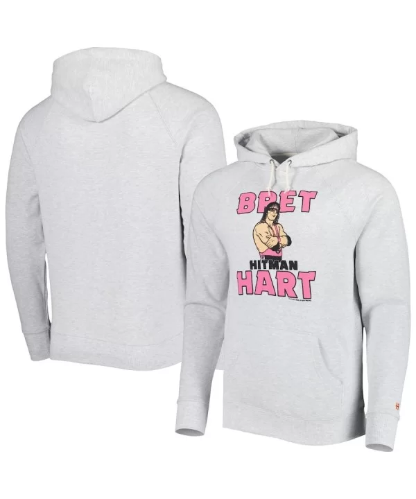 Men's Homage Gray Bret Hart Hitman Raglan Tri-Blend Pullover Hoodie $25.20 Apparel