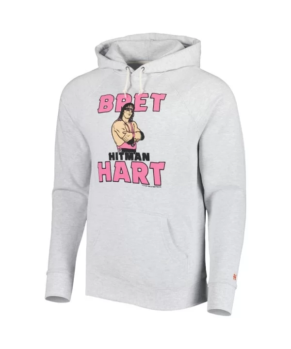 Men's Homage Gray Bret Hart Hitman Raglan Tri-Blend Pullover Hoodie $25.20 Apparel